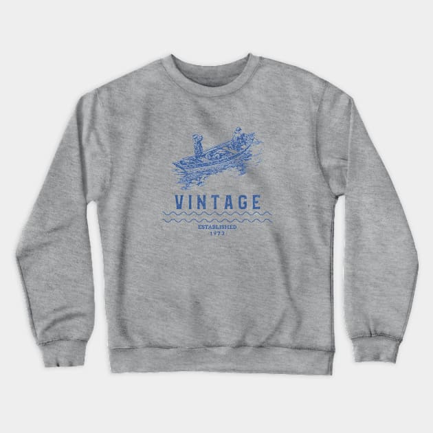 Vintage Est. 1973 Fishing Boat Crewneck Sweatshirt by Green Zen Culture